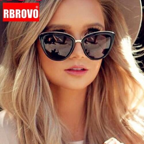 RBROVO 2021 New Oversized Sunglasses Women Cateye Retro Glasses for Women Luxury Sunglasses Women Brand Oculos De Sol Feminino