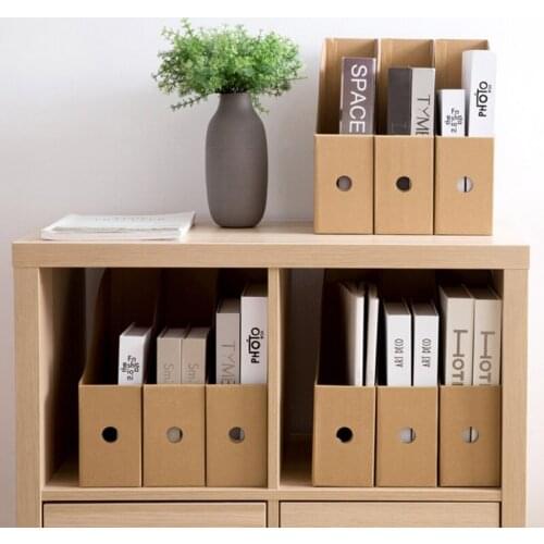 YYSD Office Desk File Magazine Holder Kraft Paper Leaves Print Books Document Storage Box Home Desktop Cabinet Organizer Rack