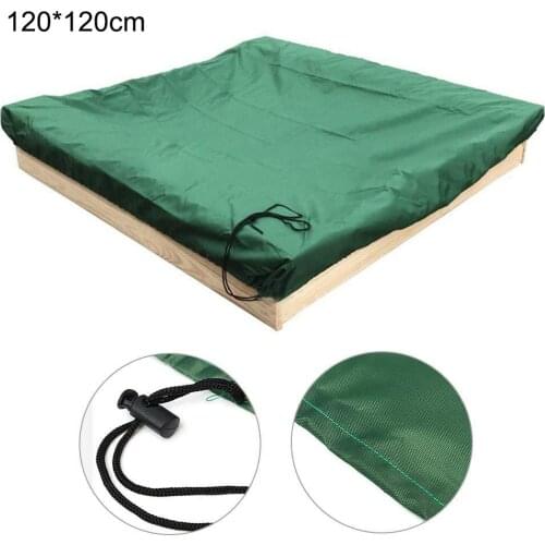 Oxford Green Kids Sandbox Protection Cover with Drawstring Waterproof Sandpit Pool Cover 95% Sunshade for Courtyard