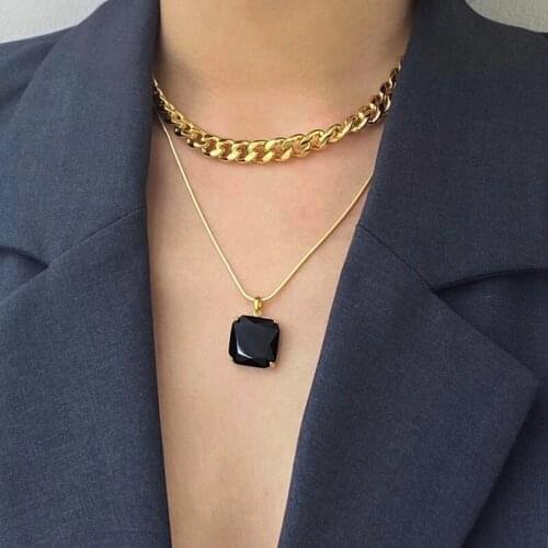 Punk Pendant Necklace Unisex Cuban Multilayered Chunky Thick Chain Choker Necklaces Gothtic Fashion Jewelry Party Accessories