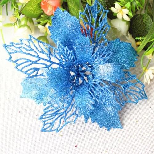 Plastic Simulation Christmas Glitter Hollow Flower Wedding Artificial flowers Valentines Day Decoration