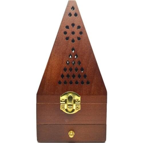 SAFEBET Middle Eastern Incense burner Storage Box Creative woodiness incense burner Box Pyramid solid wood incense burner Boxes