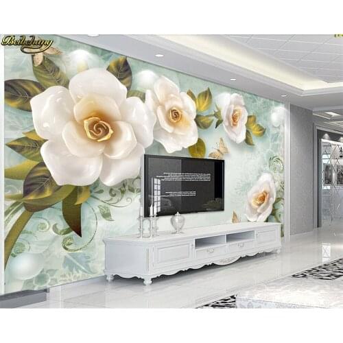Beibehang Custom photo wallpaper large-scale mural 3D embossed roses European retro TV background wall decorative painting