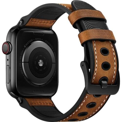 Strap for apple watch band 42mm 38mm iwatch 5/4/3/2/1 44 mm Leather&silicone watchband for apple watch band 44mm 40mm bracelet