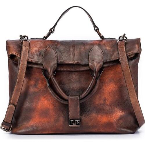 Luxury Handbags Women Bags 2021 Winter Retro Genuine Cow Leather Large Capacity Solid Color Shoulder Messenger Bag Sac A Main