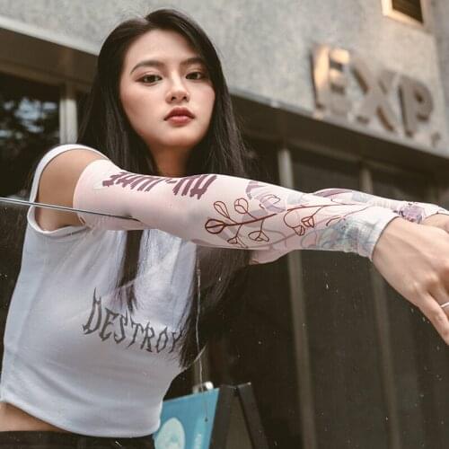 Nu-June UV Sun Protection Arm Sleeves Ice Silk Cooling Arm Tattoo Cover for Women Men Summer Cycling Fishing Outdoor Activities