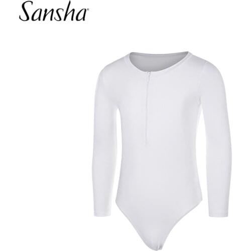 Sansha Kids Ballet Practice Long Sleeve Cotton White Black Boys Children Gymnastics Leotard Dancewear 51BA1001C