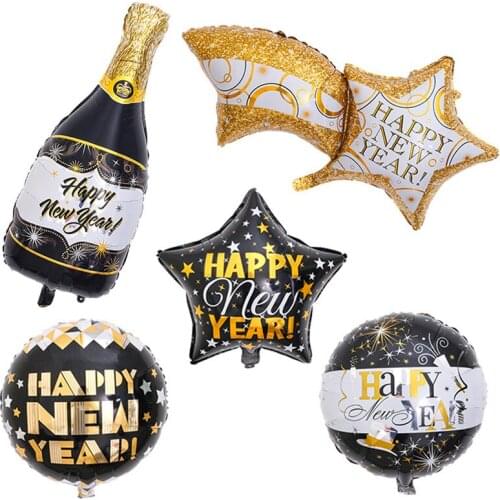 1Pcs 2021 Happy New Year Foil Balloons Black Wine Bottle Helium Balloon Merry Christmas Party Decor Supplies Air Balls Globos