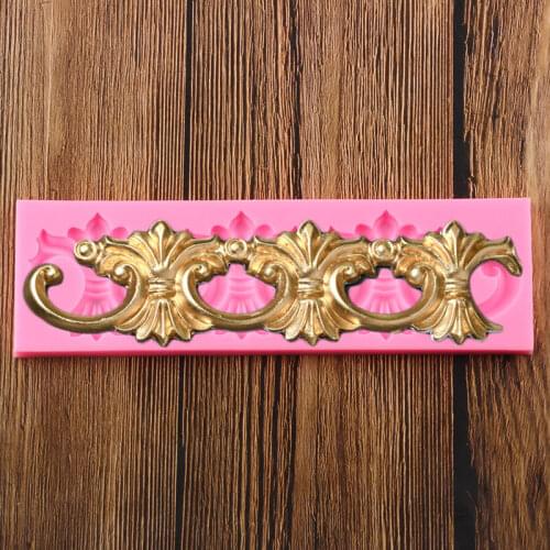 Relief Border Silicone Molds Scroll Leaves Fondant Chocolate Mould Wedding Cake Decorating Tools Candy Polymer Clay Moulds