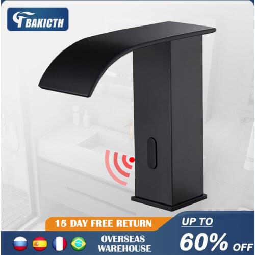 Bakicth Smart Sensor Waterfall Basin Faucet Automatic Sensor Faucets Touchless Sink Basin Hot Cold Water Mixer Crane Bath Taps
