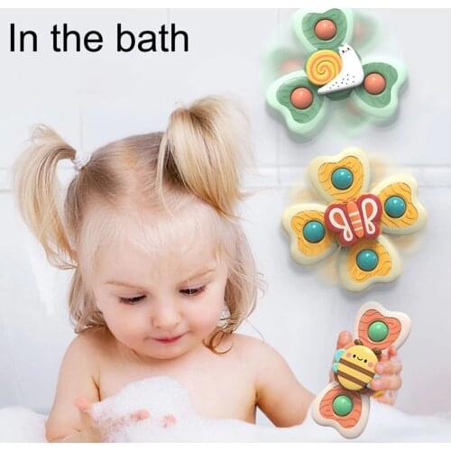 4pcs/Set Rotate Feeding Talisman Bath Children Suction Cup Gyro Spinning Babys Dining Table Rotary Rattles Toys