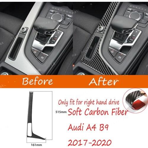 Real Carbon Fiber Gear Shift Side Panel Cover Trim For Audi A4 B9 2017-2020 Car Styling Accessories