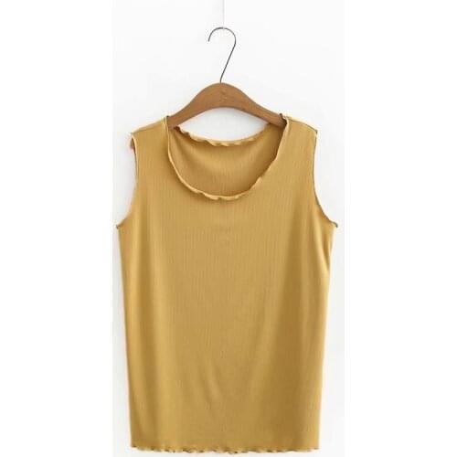 Plus Size Women Knitted Tank Top Summer Loose Solid Simple Sleeveless Tanks Camisoles