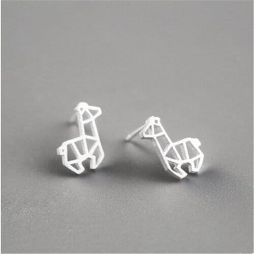 925 Silver Stud Hollow Alpaca Earrings for Women Aretes Female DIY Fashion Silver Earrings