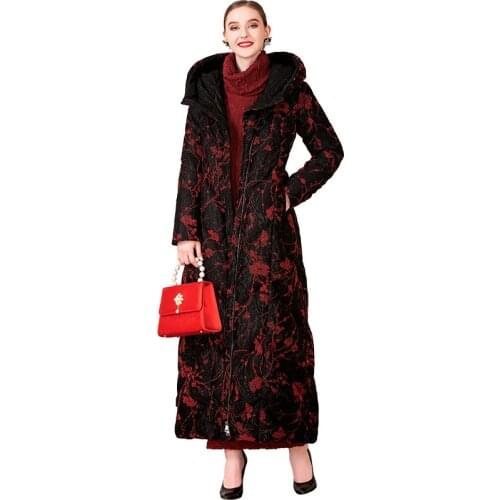 Winter Thick Long Coat for Women Jacquard Parkas Thick Full Length Coat Warm Outwear Girls Elegance Djellaba RR10055