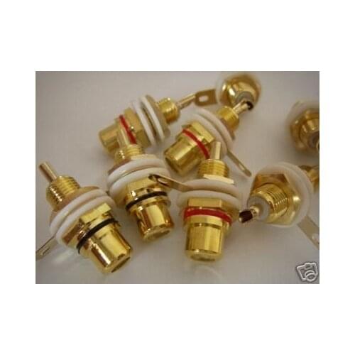 GOLD RCA CONNECTOR FEMALE CHASSIS Panel PCB Jack 1-PAIR