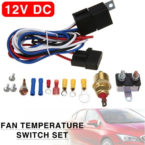 1set Car 175-185 Electric Engine Fan Thermostat Temperature Relay Switch Sensor Kit 12V For 360 361 383 400 413 426W Engines