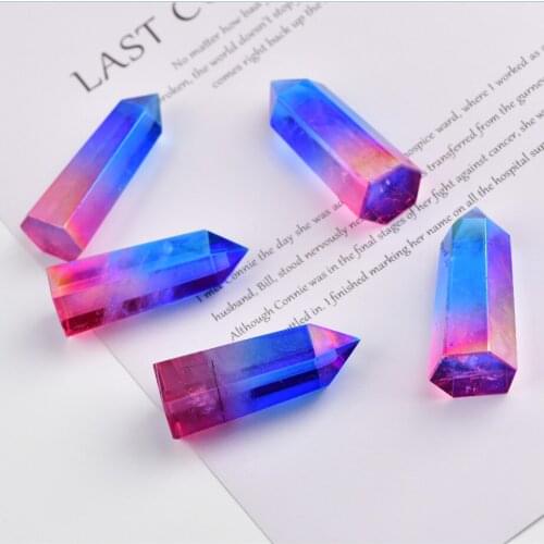 1PC Natural Fluorite Hexagonal Column Crystal Point Healing Wand Mineral Crystal Home Decoration Stone Study Room Decoration