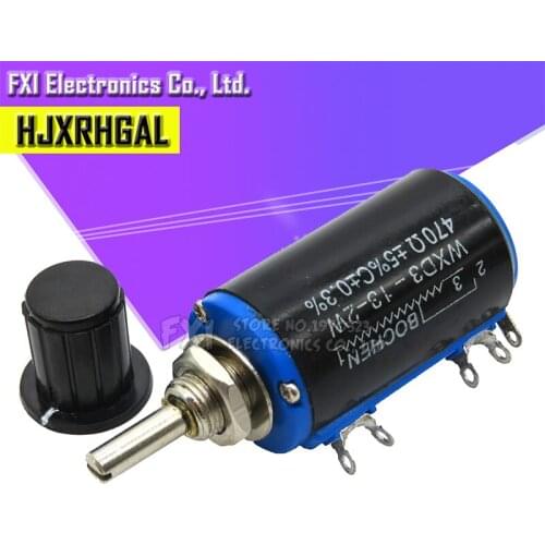 1pcs WXD3-13 2W Potentiometer + 1 Black knob 100 200 220 1K 2.2K 3.3K 4.7K 5.6K 6.8K 10K 22K 33K 47K 100K Ohm WXD3-13-2W