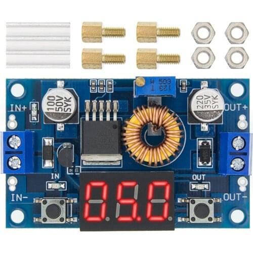 1pcs XL4015 5A High power 75W DC-DC adjustable step-down module+LED Voltmeter Power supply module