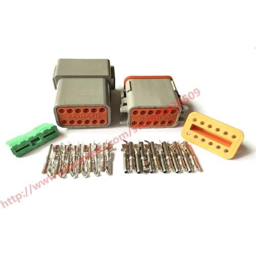 10 Set 12 Pin Female Male Waterproof Electrical Wire Connector Plug Deutsch Enhanced Seal Shrink Boot Adapter DT06-12S DT04-12P