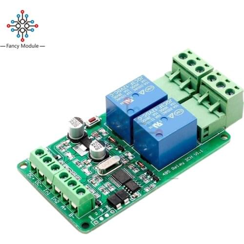 2 Channel Relay Output Board Module Switch Input RS485 / TTL Communication Module 12V Modbus RTU