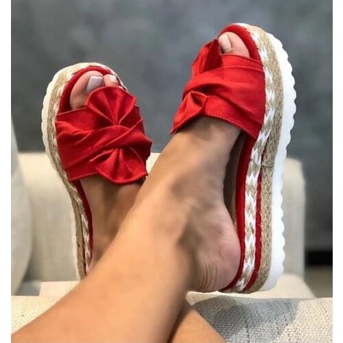 2020 Summer Fashion Sandals Shoes Women Bow Summer Sandals Slipper Indoor Outdoor Flip-flops Beach Shoes Female Slippers
