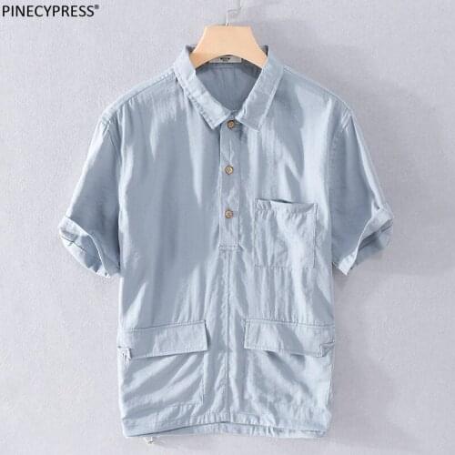 21% Cotton 79% Cellulose Breathable Men Polo-Shirt Fashion Casual Summer T-shirt Male Pockets Man Short Sleeve Polo Shirt