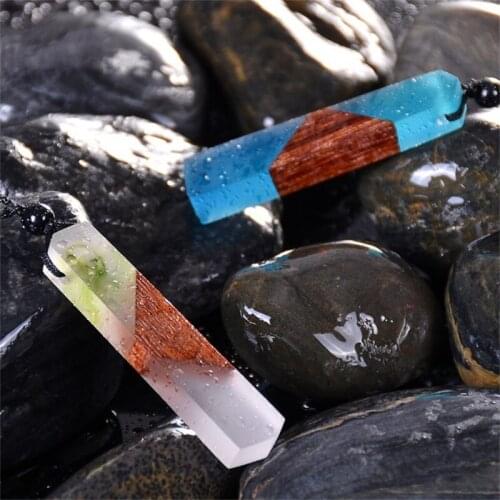 5pcs/lot vintage handmade marine resin mix wood with copper pendant necklace charm sweater chain for woman girl daily jewelry