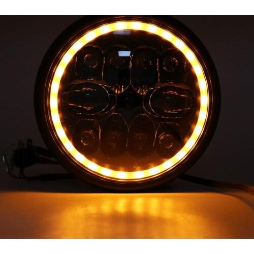 7 Inch Motorcycle LED Headlight Universal Motor 7.5" Round Head Lamp Black Headlamp for Harley Cafe Racer Bobber Honda