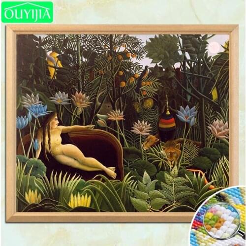 Henri Rousseau Famous Painting "The Dream" 5D DIY Diamond Painting Full Square Diamond Embroidery Rhinestones Mosaic Picture