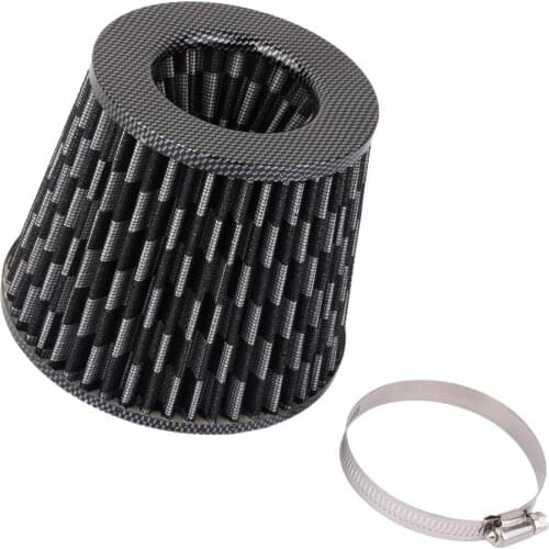 Car Auto Air Intake Cone Filter Universal For 3'' Diameter Pipe Black