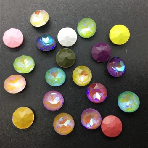 TopStone K9 Mocha AB 6mm 8mm 10mm Baoshihua Flat Top Glass Crystal Fancy Stone Pointback Round Rhinestone Jewelry Beads No Holes