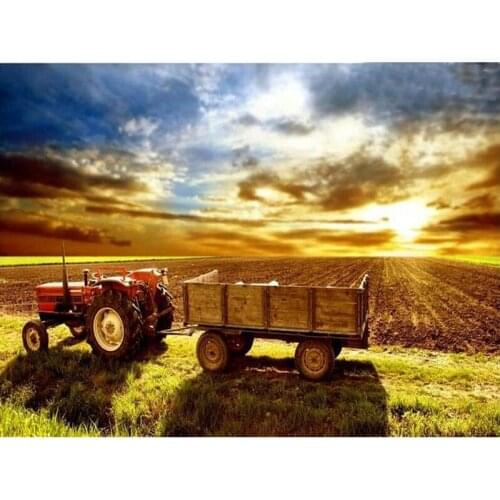 CraftArtGo 5D DIY Diamond Embroidery Farm Tractor Full Square Round Rhinestone Mosaic Painting Cross Stitch Flowers Diamond Kit