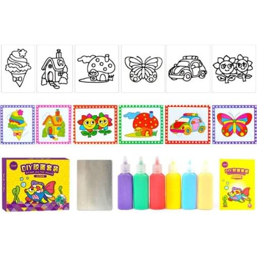 Kids DIY Drawing Toys Cartoon Glue Tempera Painting for Kindergarten Educational Art Craft Children Gifts