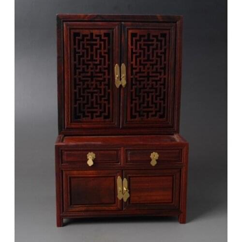 Exquisito chino clásico imitación antigua dinastía Qing antiguo Gabinete de palo de rosa armario Mini muebles