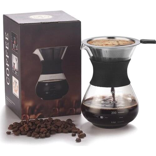 300/400ml High-temperature Resistant Glass Coffee Maker Coffee Pot Espresso Coffee Machine with Stainless Steel Filter Moka Pot