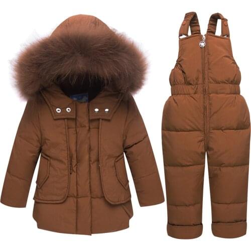 Infant Winter Clothing Baby Fur Snowsuit Hoodies Jacket Duck Down Toddler Girls Outfits Snow Wear Jumpsuit Snow Coats