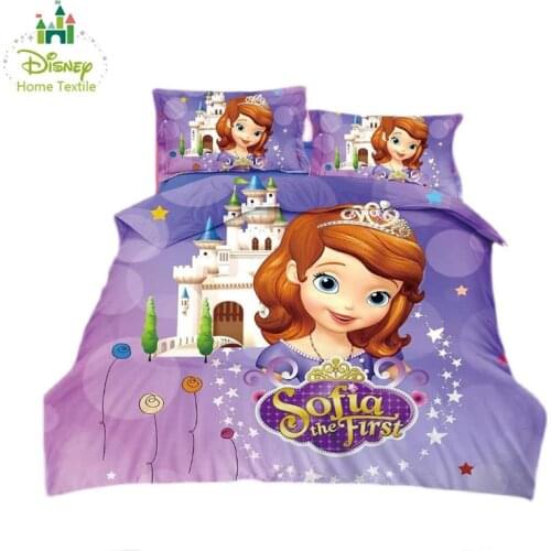 Fuchsia color duvet cover set for girls bedroom Disney Sofia princess bedding single size bed kids linen 3pc polyester 400TC 3d