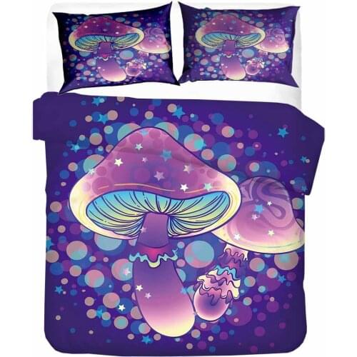HELENGILI 3D Bedding Set Magic mushroom pattern Print Duvet cover set bedclothes with pillowcase bed set home Textiles