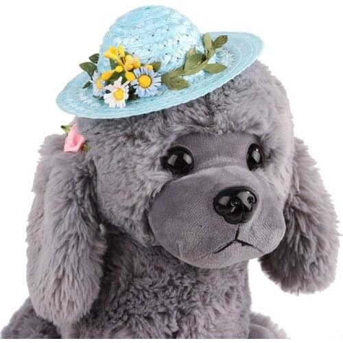 Pet Cat and Dog wind Fairy Wreath Sunshade hat pink Daisy