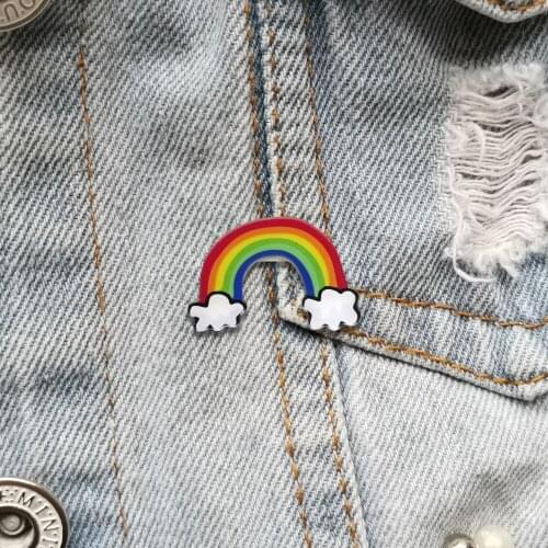 Colorful Shirt Brooch For Women Cute Rainbow Jewelry Badges Cartoon Wish Pin For Backpacks Hat Coat Jeans Scarf Buckle