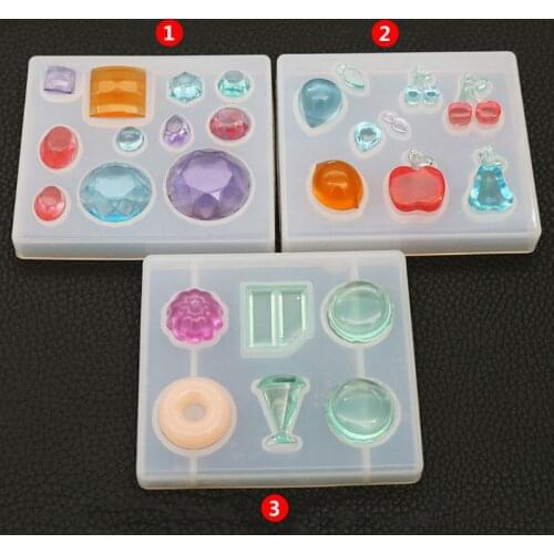 Creative DIY Crystal Epoxy Mold Fruit Strawberry Cherry Earrings Handmade Making Pendant Dessert Mirror Mould