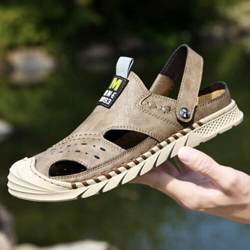 Summer mens leather sandals outdoor casual shoes mens beach sandals обувь мужская летняя тапочки для дома Big size туфли 38-46