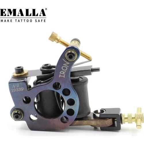 EMALLA Coil Tattoo Machine Guns For Shading 10 Warps Iron Handmade Tattoo Machine Gun Standard Tattoo Needles Tattoo Supplies