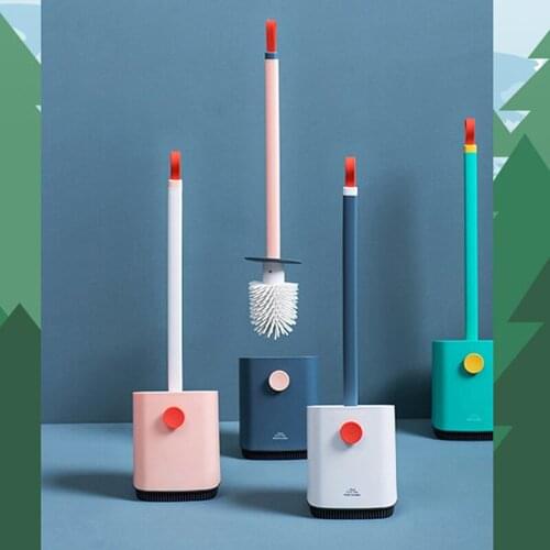 Multicolor Durable Bathroom Accessories Replacement Portable Scrub Long Handle Cleaning Tool Toilet Brush Silicone Set