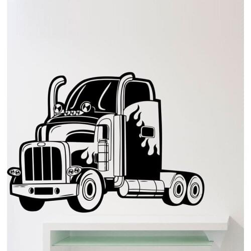 Semi Truck Wall Sticker Long Vehicle Car Automobile Vinyl Decal Home Boy Room Interior Art Decoration