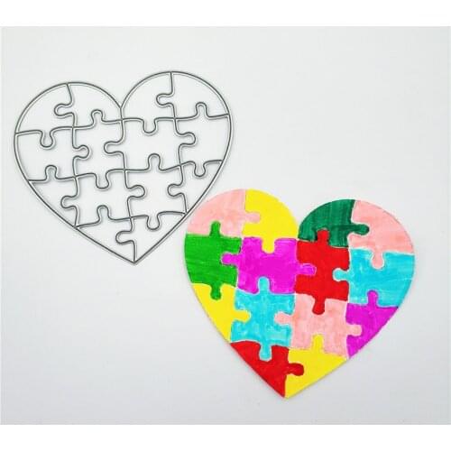 PANFELOU Heart-shaped puzzle Scrapbooking DIY Halloween Embossing mould card paper die stencils punch Metal cuts dies cutting
