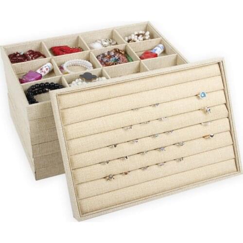 Jewelry Trays Jewelry Display Holder Linen Ring Bracelet Earring Necklace Pendant Jewelry Stand Show Storage Box Organizer Stand
