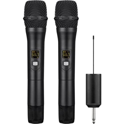 Hot-Wireless Microphone Dual Cordless Dynamic Microphone With Rechargeable Receiver For Karaoke Dj Party Lecture 200 Feet